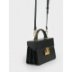 Charles Keith Two Tone Metallic Push Lock Handbag Black